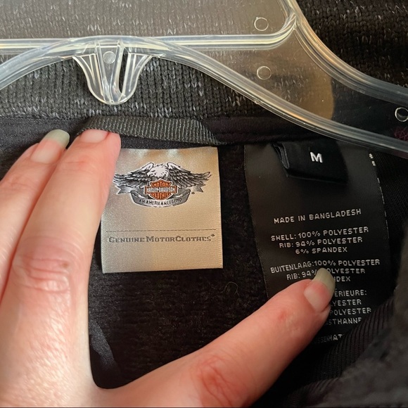 Harley-Davidson Women’s Full Zip Jacket M Gray Moto Knit Logo Back EUC - Picture 6 of 7